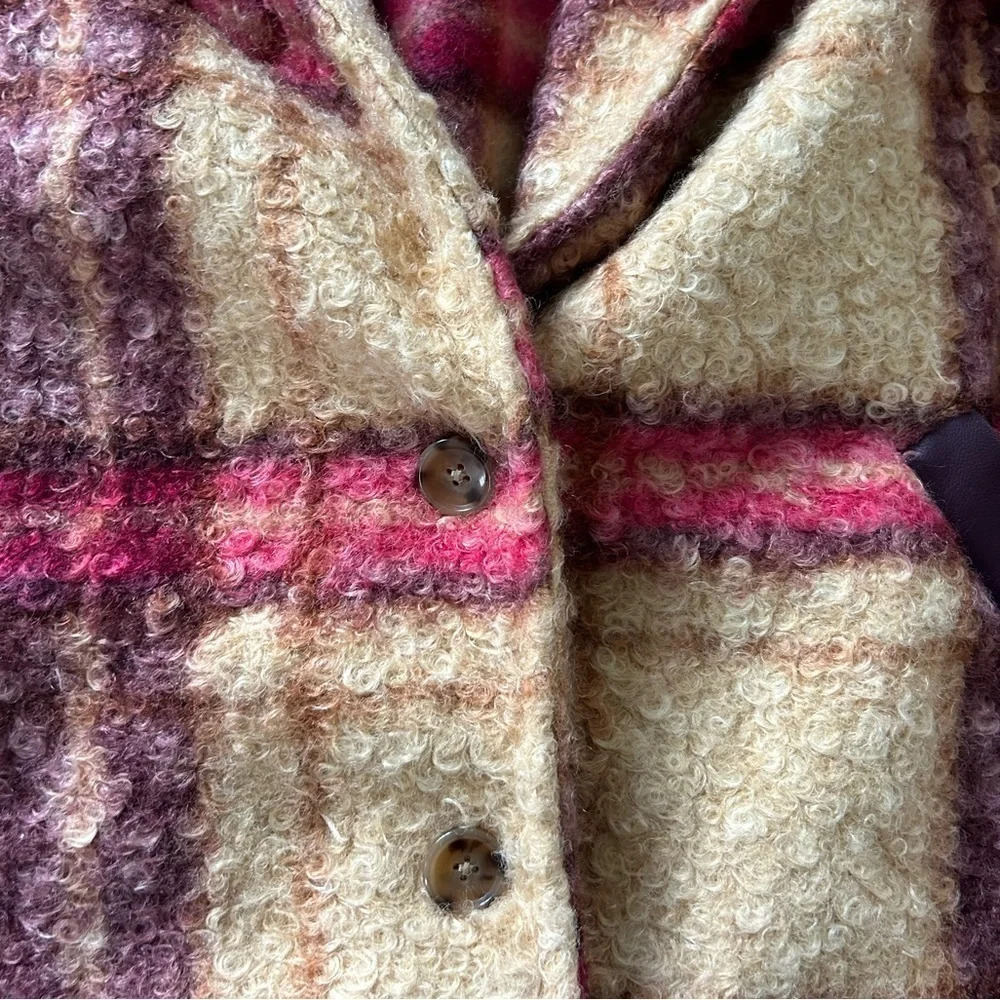 Knox Rose Burgundy Plaid Sweater Overcoat - Picture 4 of 8